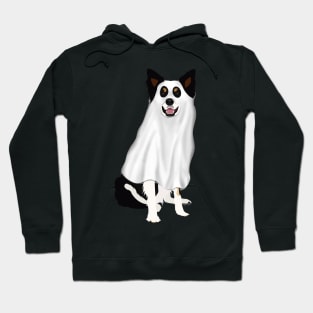 Halloween Ghost Border Collie Drawing Spooky Hoodie